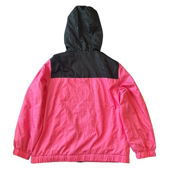 Reebok Fleece-Lined Hooded Zip-Up Windbreaker Jacket Hot Pink/Black Womens Large - Picture 2 of 5